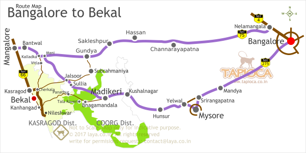 Bangalore to Bekal Road Routes