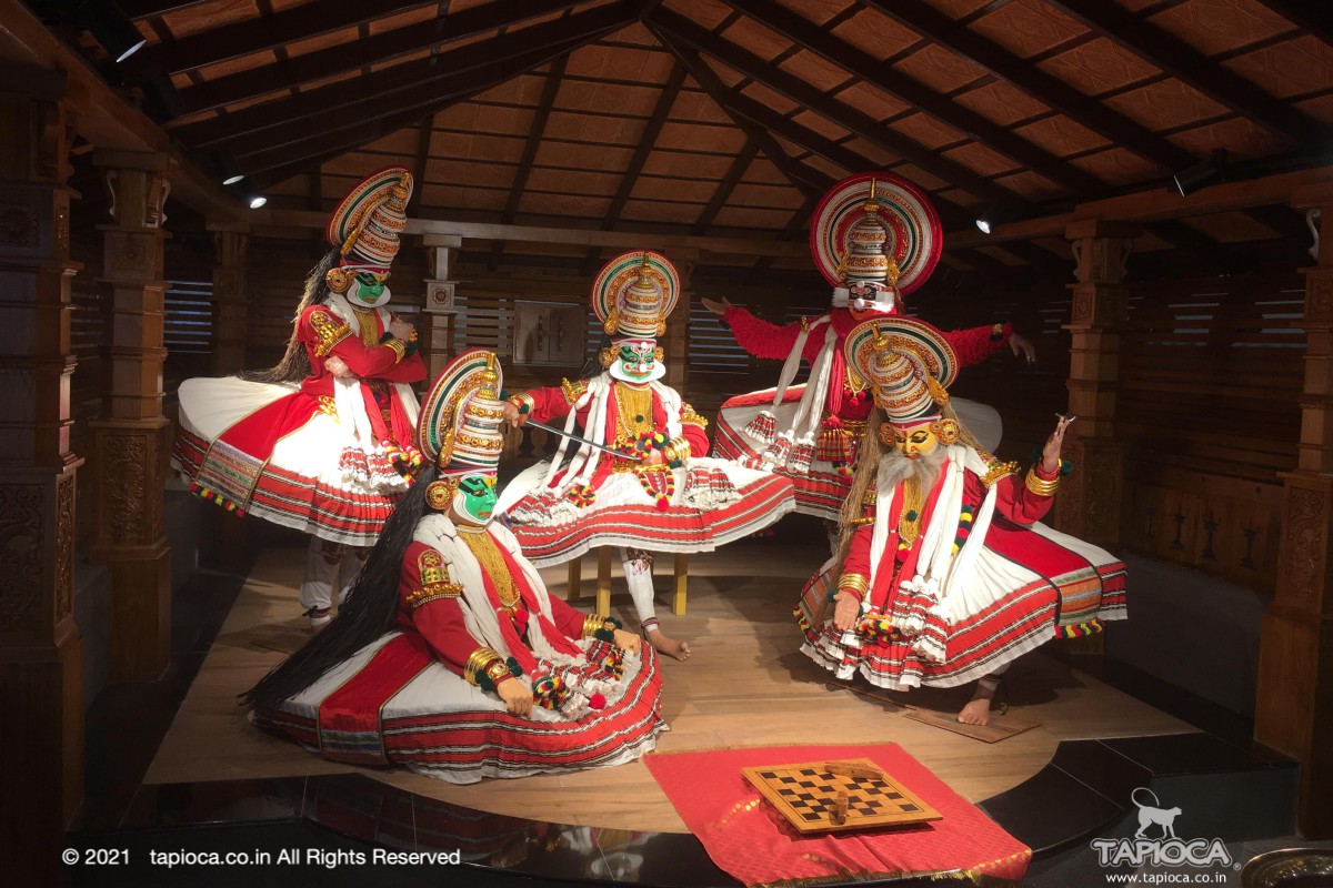 The scene from Kathakali play : The 'gambling scene' Mahabharata epic 