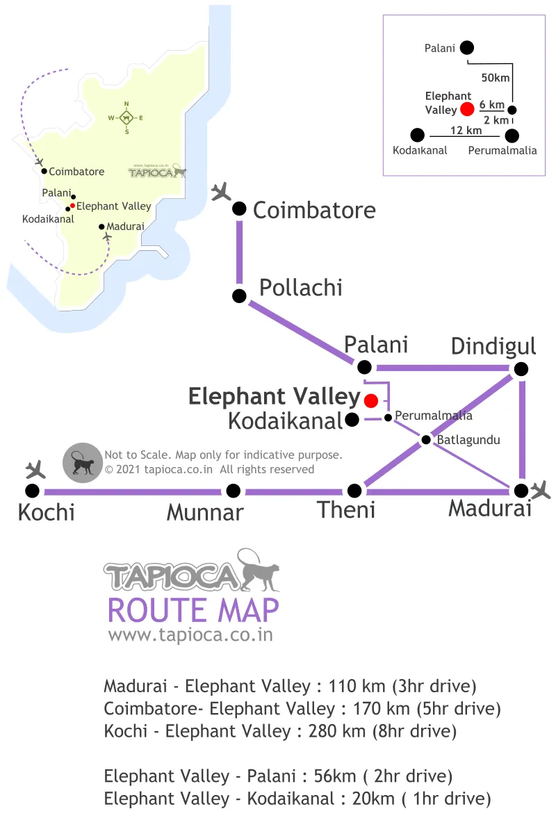 Route Map Kochi Coimbatore Madurai Elephant-Valley