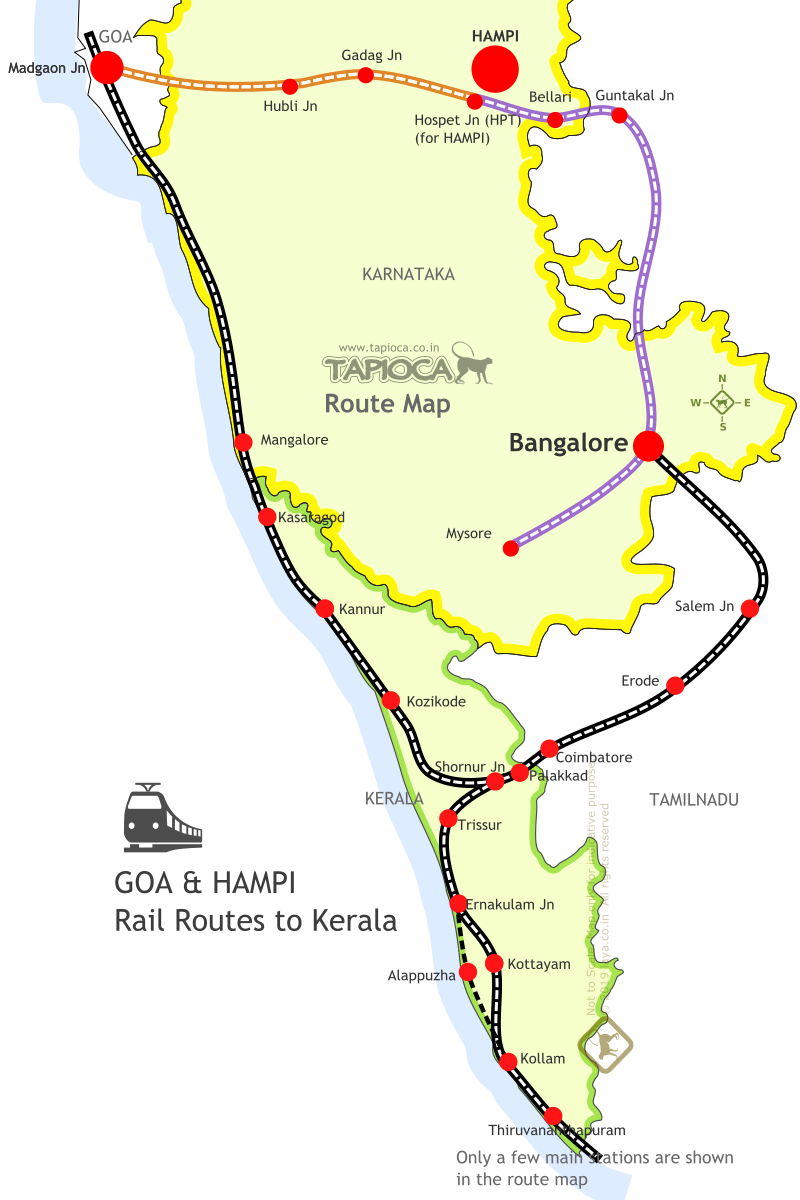 Bangalore To Goa Train Route Map Kerala To Hampi