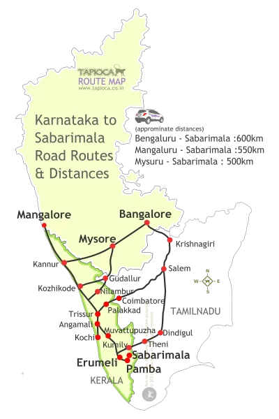 Karnataka to Sabarimala road route map