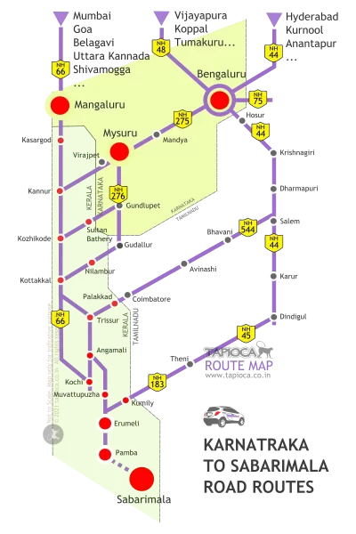 Karnataka to Sabarimala Routes