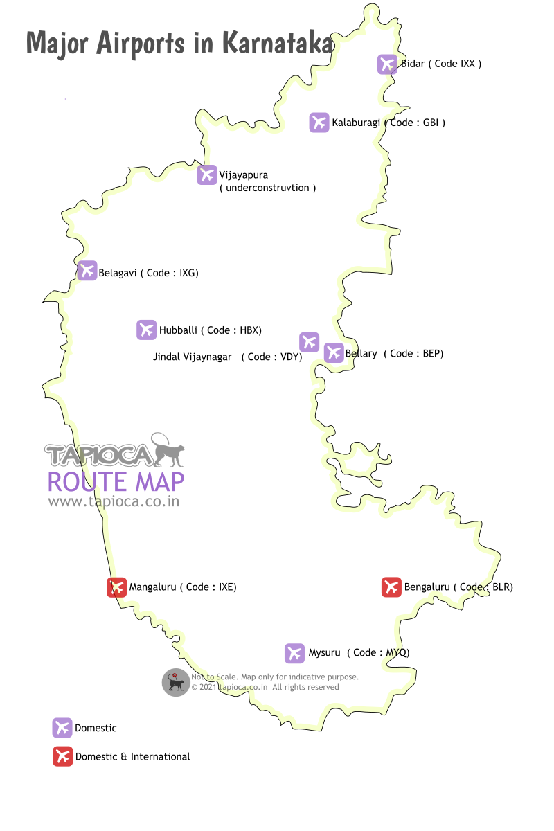 Mangalore & Bangalore has internation connections. The rest 6 airports are regionally connected. 