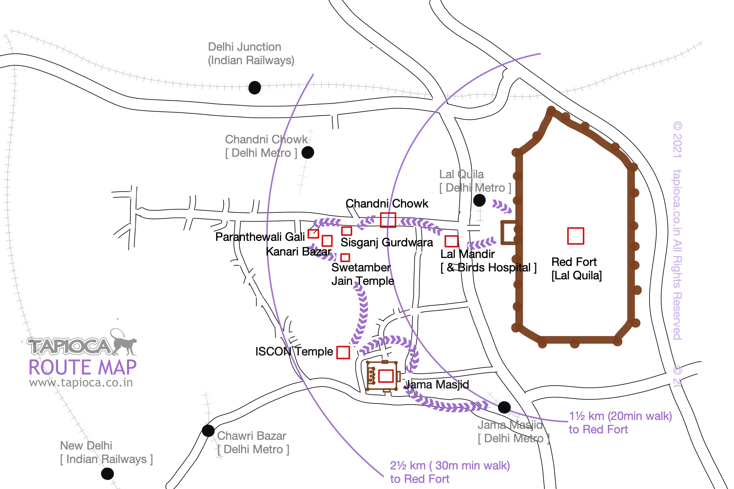 Delhi Red Fort Trail Map