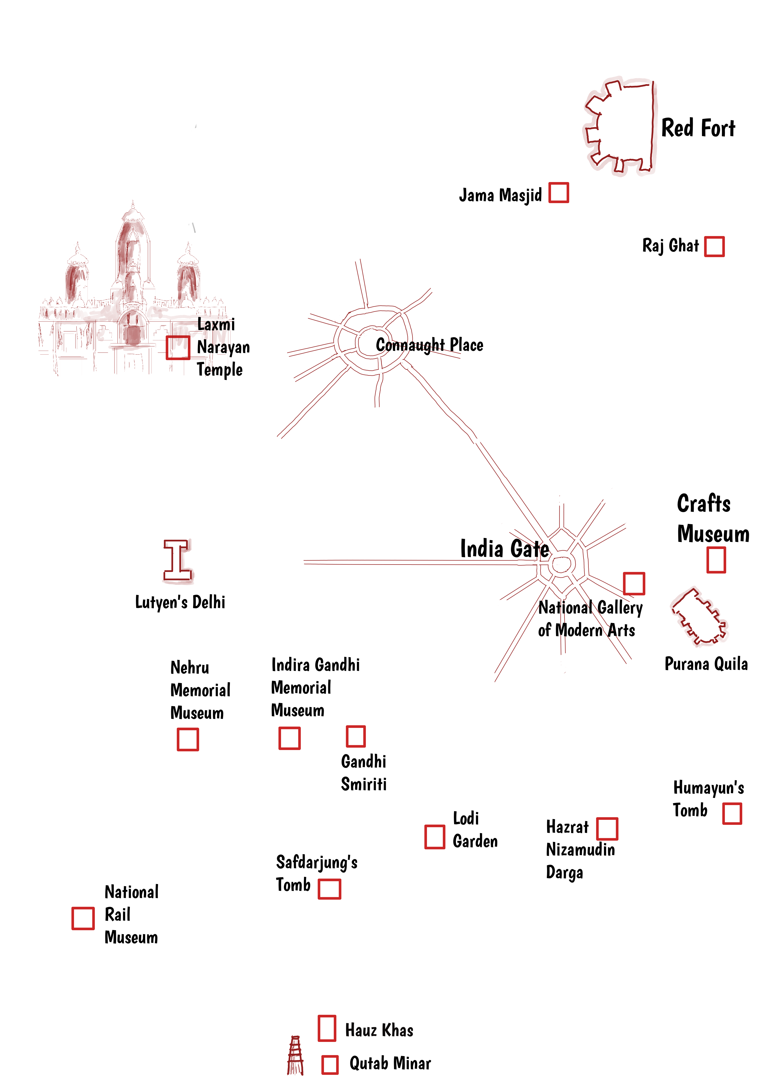 Major Tourism attractions in Old Delhi & New Delhi