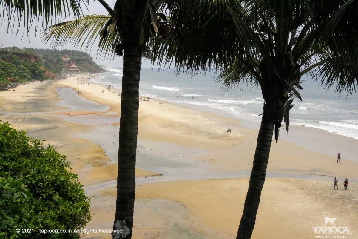 Freshwater streams believed to be of medicinal effects joins the beach at Varkala