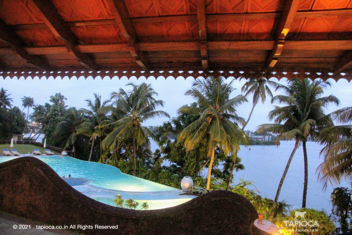 on the backdrop is the Ashtamudi Backwater 