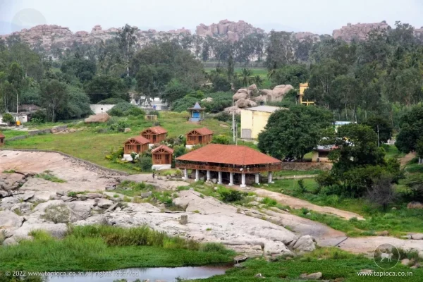 The collate style resort is in the banks of Tungabhadra River