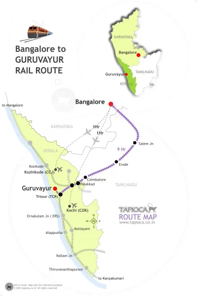 Bangalore to Guruvayur Train Route