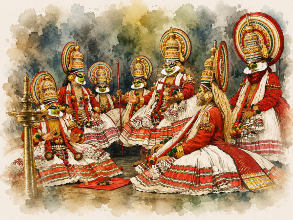 Kathakali performance in vibrant tradition