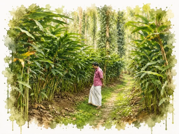 Tranquil path through a cardomom plantation