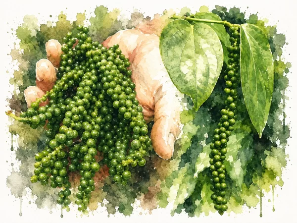 Raw peppercorn just after plucking from the pepper vine
