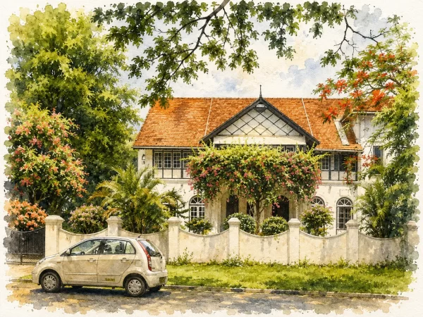 Pierce Leslie Bungalow, founded in 1862, this colonial mansion was the office of Pierce Leslie & Co., coffee merchants dating to the colonial period.